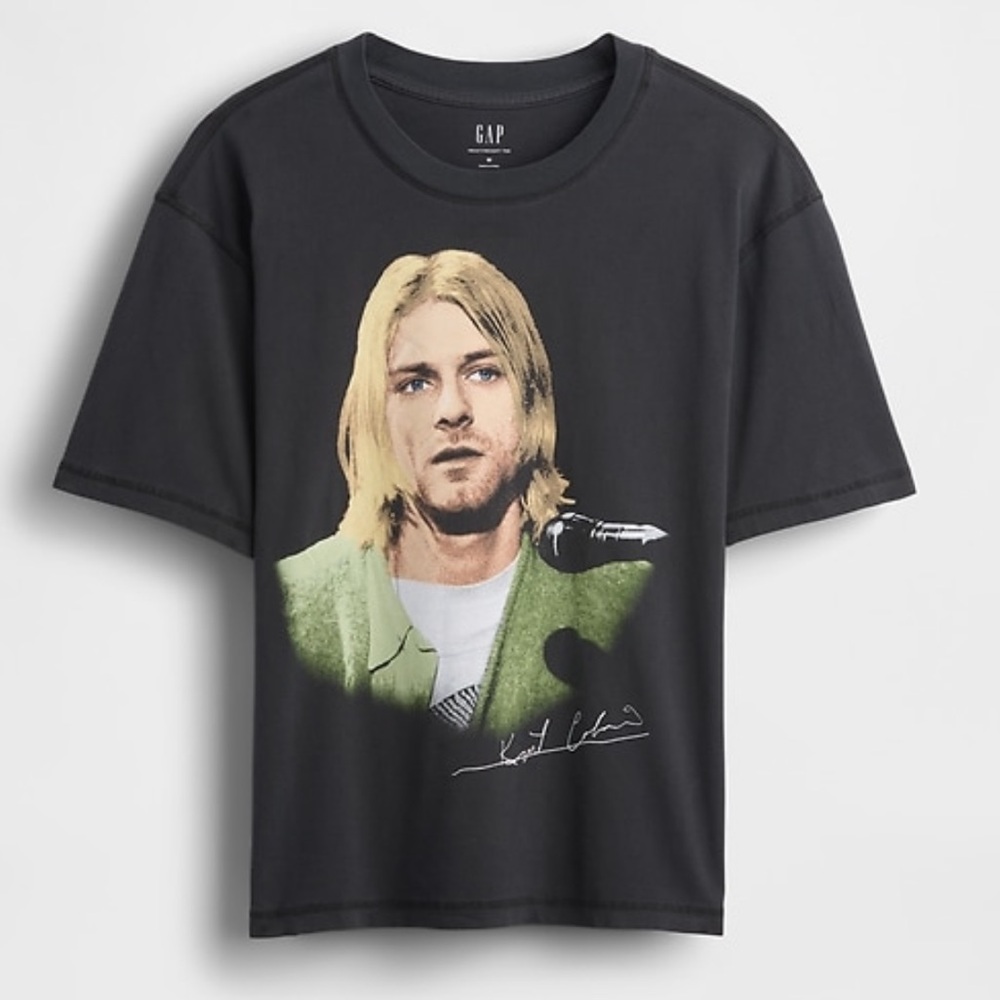 ‼️❌FINAL PRICE DROP❌‼️Kurt Cobain Relaxed Crop Graphic T-Shirt by Gap NEW! S